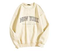 Sudaderas de Los Ángeles para mujer, cuello redondo de California, ropa Y2K, trajes de Nueva York College Western con gráfico de letras, lindas sudaderas vintage Backwoods Preppy Cool Workou para