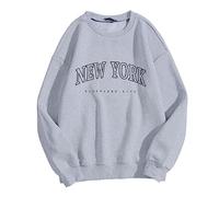 Sudaderas de Los Ángeles para mujer, cuello redondo de California, ropa Y2K, trajes de Nueva York College Western con gráfico de letras, lindas sudaderas vintage Backwoods Preppy Cool Workou para