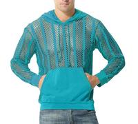 Sudaderas de malla para hombre, transpirable, sudadera con capucha para fiesta masculina, sudadera con capucha de malla hueca, manga larga, bolsillo, blusa con capucha para verano, playa, colores
