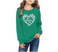 Sudaderas de manga larga con estampado de trébol para niñas, estilo irlandés, ajuste holgado, suéter para niños, suéter para el día de San Patricio, trébol verde, ropa de vacaciones, hot pink, 7-8