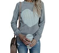 Sudaderas de manga larga de San Valentín para mujer, otoño y primavera, lindo patrón de cabeza de Papá Noel, suéter de punto, suave y liso, regalo para niñas, regalos diarios, gris, S
