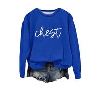 Sudaderas de manga larga de San Valentín para mujer, sudadera de Navidad para parejas, suéter gráfico de castañas a juego, camisas de manga larga, regalo para niñas, azul, S