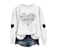 Sudaderas de manga larga de San Valentín para mujer, sudadera de San Valentín para mujer: lindas camisas para el día de San Valentín, estampado gráfico de corazón, suéter de manga larga, regalo para