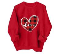 Sudaderas de manga larga de San Valentín para mujer, sudaderas de San Valentín para mujer, cuello redondo gráfico, trajes de moda de primavera, regalos para niñas, rosso, M