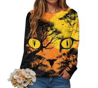 Sudaderas de manga larga para mujer, con estampado gráfico de fantasmas, blusas novedosas, suéter de manga larga, cuello redondo, ajuste holgado, disfraz de Halloween, suéter casual para mujer, 13