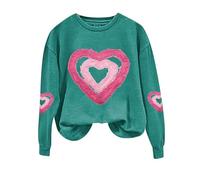 Sudaderas de manga larga para mujer, diseño de San Valentín, primavera, otoño, ocio, moda, estampado de amor, regalo para niña, verde, M