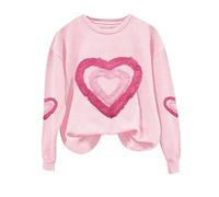 Sudaderas de manga larga para mujer, diseño de San Valentín, primavera, otoño, ocio, moda, estampado de amor, regalo para niña, rosa, L