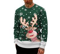 Sudaderas de Navidad para hombre, de forro polar, con estampado de muñeco | Sudadera de forro polar de gran tamaño para hombre, diseño de reno