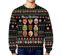 Sudaderas de Navidad para hombre, divertida sudadera fea y secreta de ajuste regular, estampado 3D, cordón de ajuste, cuello redondo, jersey de manga larga, suéter de Navidad, cálido, ropa de descanso