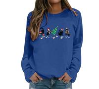 Sudaderas de Navidad para mujer, a la moda, disfraz de Navidad, manga larga, cuello redondo, sudaderas para mujer, casual, deportivo, ajuste holgado, reno occidental, camisetas feas para mujer, Y2K