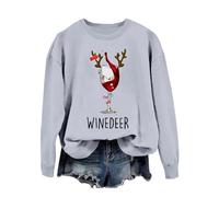 Sudaderas de Navidad Skimpy para mujer, cuello redondo, disfraz de Navidad occidental, sudaderas con cuello redondo, sudaderas novedosas de manga larga con ciervos de Navidad, camisetas vintage