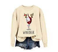 Sudaderas de Navidad Skimpy para mujer, cuello redondo, disfraz de Navidad occidental, sudaderas con cuello redondo, sudaderas novedosas de manga larga con ciervos de Navidad, camisetas vintage