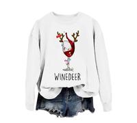 Sudaderas de Navidad Skimpy para mujer, cuello redondo, disfraz de Navidad occidental, sudaderas con cuello redondo, sudaderas novedosas de manga larga con ciervos de Navidad, camisetas vintage