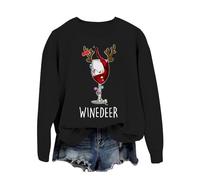 Sudaderas de Navidad Skimpy para mujer, cuello redondo, disfraz de Navidad occidental, sudaderas con cuello redondo, sudaderas novedosas de manga larga con ciervos de Navidad, camisetas vintage
