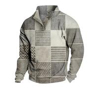 Sudaderas de retazos para hombre, de manga larga, polo, versátiles, con cuello semiabierto y botones, camisas casuales de golf, ajuste holgado, ropa de calle Tennic, a cuadros coloridos, estampado 3D