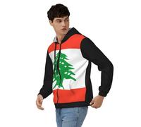Sudaderas De Trabajo para Hombres República Libanesa Bandera Nacional Sudadera Capucha Y Cremallera Jersey Mujeres Sudadera Unisex Uso Personal Y Regalos Estilo Clásico del Reino Unido Cremallera Top