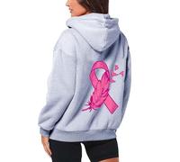 Sudaderas deportivas con capucha para mujer, con forro polar, gruesas, informales, para invierno, para concienciación sobre el cáncer de mama, con capucha, cordón, cremallera, manga larga, sudaderas