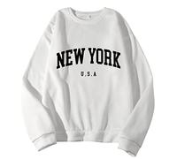 Sudaderas deportivas de manga larga para mujer Y2K 2025 New York U.S.A. Suéteres personalizados, cuello redondo, sudaderas sólidas, ajuste holgado, lisas, lindas, a la moda, para mujer, con estampado