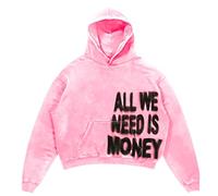 Sudaderas deportivas lindas con capucha para hombre, moda Y2K, anime, trajes vintage con capucha, suaves, cómodas, lisas, esenciales, lindas, para parejas, modernas y campestres, rosa claro, S