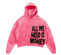 Sudaderas deportivas lindas con capucha para hombre, moda Y2K, anime, trajes vintage con capucha, suaves, cómodas, lisas, esenciales, lindas, para parejas, modernas y campestres, rosa, L