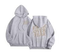 Sudaderas divertidas con capucha para mujer, con texto en inglés "Jesus Faith Over Fear", estilo cristiano, informal, con capucha, para adolescentes, con capucha, para la playa, verano, gótica
