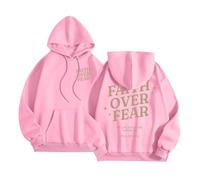 Sudaderas divertidas con capucha para mujer, con texto en inglés "Jesus Faith Over Fear", estilo cristiano, informal, con capucha, para adolescentes, con capucha, para la playa, verano, gótica