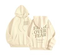 Sudaderas divertidas con capucha para mujer, con texto en inglés "Jesus Faith Over Fear", estilo cristiano, informal, con capucha, para adolescentes, con capucha, para la playa, verano, gótica