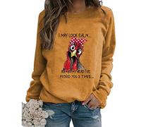 Sudaderas Divertidas con Estampado de Pollo para Mujer, con Texto en inglés I May Look Calm But In My Head, Cuello Redondo, Casual, Manga Larga, Holgada