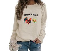 Sudaderas Divertidas con Estampado de Pollo para Mujer, con Texto en inglés I May Look Calm But In My Head, Cuello Redondo, Casual, Manga Larga, Holgada
