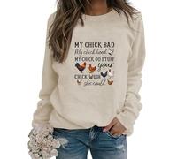Sudaderas Divertidas con Estampado de Pollo para Mujer, con Texto en inglés I May Look Calm But In My Head, Cuello Redondo, Casual, Manga Larga, Holgada