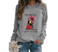Sudaderas Divertidas con Estampado de Pollo para Mujer, con Texto en inglés I May Look Calm But In My Head, Cuello Redondo, Casual, Manga Larga, Holgada