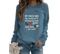 Sudaderas Divertidas con Estampado de Pollo para Mujer, con Texto en inglés I May Look Calm But In My Head, Cuello Redondo, Casual, Manga Larga, Holgada