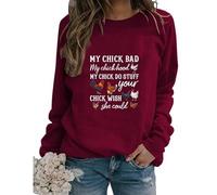 Sudaderas Divertidas con Estampado de Pollo para Mujer, con Texto en inglés I May Look Calm But In My Head, Cuello Redondo, Casual, Manga Larga, Holgada