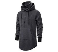 Sudaderas góticas con capucha para hombre, cuello alto, sudadera con capucha lisa larga de forro polar, sudaderas con capucha para el trabajo, con puños acanalados, sudaderas casuales cómodas