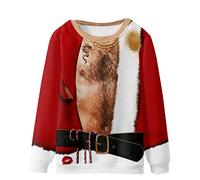 Sudaderas Hombre Sin Capucha Navidad,Jersey Navideño Feo con 3D Impresión Divertida Cuello Redondo Camiseta Manga Larga Sueltos Casual Ugly Christmas Sweaters Talla Grande Suéter de Navidad