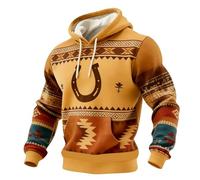 Sudaderas Hombre Tallas Grandes - Sudadera con Capucha de Manga Larga Estilo Azteca Occidental con Bolsillo para un Ajuste Informal Sudadera de Polar con un Toque clásico de Ropa Urbana