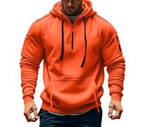 Sudaderas Hombres con Capucha Deportiva Chaqueta De Hombre Invierno Polar Entretiempo Casual Sueter Sudadera Ropa De Trabajo Básica Termicas Hoodie Sweatshirt(Naranja,L)