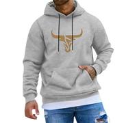 Sudaderas Hombres con Capucha, Pullover Hoodie Hooded Sweatshirt para Hombre, Gráfico de Cabeza de Toro, Pullover Cómodo con Cordón para Uso Diario