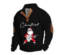 Sudaderas Hombres Navidad - Sudaderas Hombres Sin Capucha de manga larga con diseño divertido de Navidad para hombre con estampado de música en 3D sudadera de tamaño sudadera con capucha (Black M)