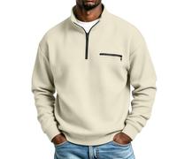 Sudaderas Hombres Sin Capucha,Cuello Alto 1/4 Cremallera Sudadera Deporte