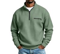 Sudaderas Hombres Sin Capucha,Cuello Alto 1/4 Cremallera Sudadera Deporte