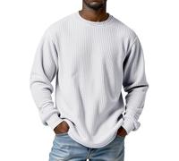 Sudaderas Hombres Sweater Sudadera Hombre Casual Moda Sweatshirt Manga Larga Pullover Suave Basic con Cuello Redondo Activewear Cálido Mens Deportes Running Sweat Blanco S