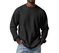 Sudaderas Hombres Sweater Sudadera Hombre Moda Casual Sweatshirt con Cuello Redondo Activewear Suave Basic Manga Larga Pullover Informal Mens Deportes Running Sweat Negro L