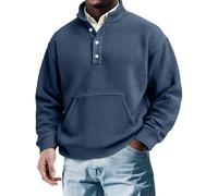 Sudaderas Hombres - Sweater Sudadera Hombre Termica Suave Manga Larga Pullover Casual Sweatshirt Basic con Cuello Redondo Sweat Regular Fit Mens Deportes Running Activewear Marina XL