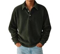 Sudaderas Hombres - Sweatshirt Sudadera Hombre Moda Suave Manga Larga Pullover Casual Sweater Basic con Cuello Redondo Activewear Informal Mens Running Deportes Sweat Verde Militar L