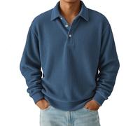 Sudaderas Hombres - Sweatshirt Sudadera Hombre Moda Termica con Cuello Redondo Activewear Casual Sweater Informal Manga Larga Sweat Cálido Mens Deportes Running Pullover Azul L