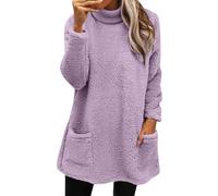 Sudaderas largas con capucha para mujer del Reino Unido, sudaderas de forro polar sin capucha, túnicas cálidas, súper suaves, cierre de cordón, sudaderas con bolsillo, sudadera ligera de manga larga