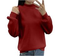 Sudaderas largas sin capucha para mujer, sudadera casual de forro polar, cuello alto, costura inversa, suéter corto para otoño e invierno, abrigo de lana mullida para mujer, Rd2., M