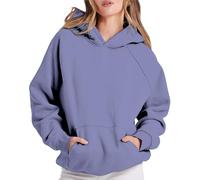 Sudaderas lisas con capucha para mujer, acogedoras, sudaderas de forro polar de gran tamaño, suéteres de primavera 2025, ropa de otoño e invierno, entrenamiento, vida diaria, Morado Oscuro, XXL