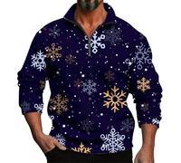 Sudaderas lisas con cremallera para hombre, sin capucha, para otoño, invierno, manga larga, Navidad, impresión 3D, casual, personalidad, cómoda, suelta, un tercio, sin capucha, suave, cómoda, para